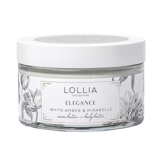 Lollia Elegance Body Butter, 5.5 oz. – White Amber & Mirabelle - Shea Butter & Cocoa Butter, Body Lotion for Women, Hydrating & Smooth Body Moisturizer-FemmiqueWomen
