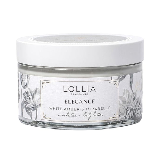 Lollia Elegance Body Butter, 5.5 oz. – White Amber & Mirabelle - Shea Butter & Cocoa Butter, Body Lotion for Women, Hydrating & Smooth Body Moisturizer-FemmiqueWomen
