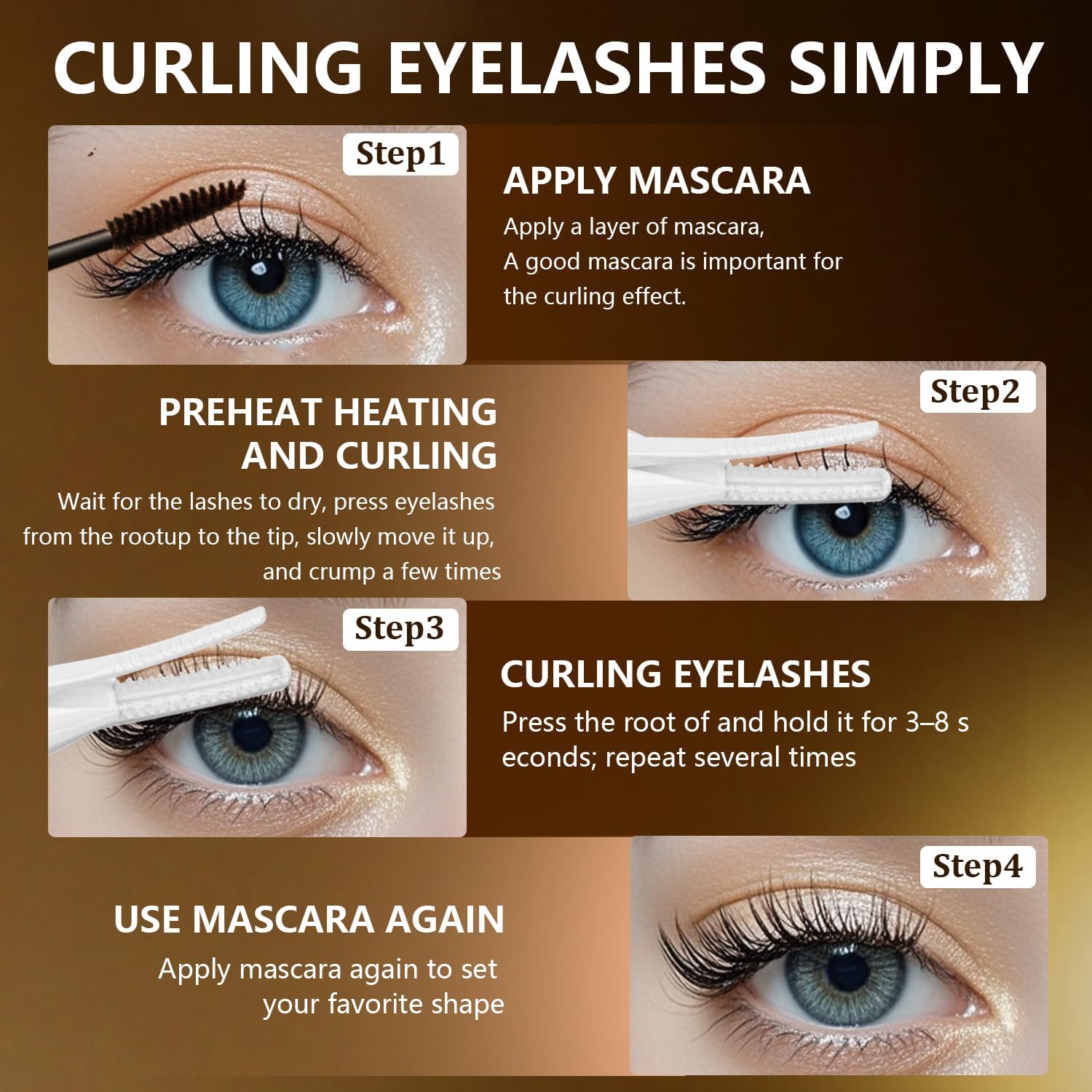 Heated Eyelash Curler, 2-in-1 Clip-Type Design, 3 Temperature Modes, USB Rechargeable Electric Eyelash Curler, Natural Curling 24H Long-Lasting Curl, Gift for Women & Girls, Beige-DA-FemmiqueWomen