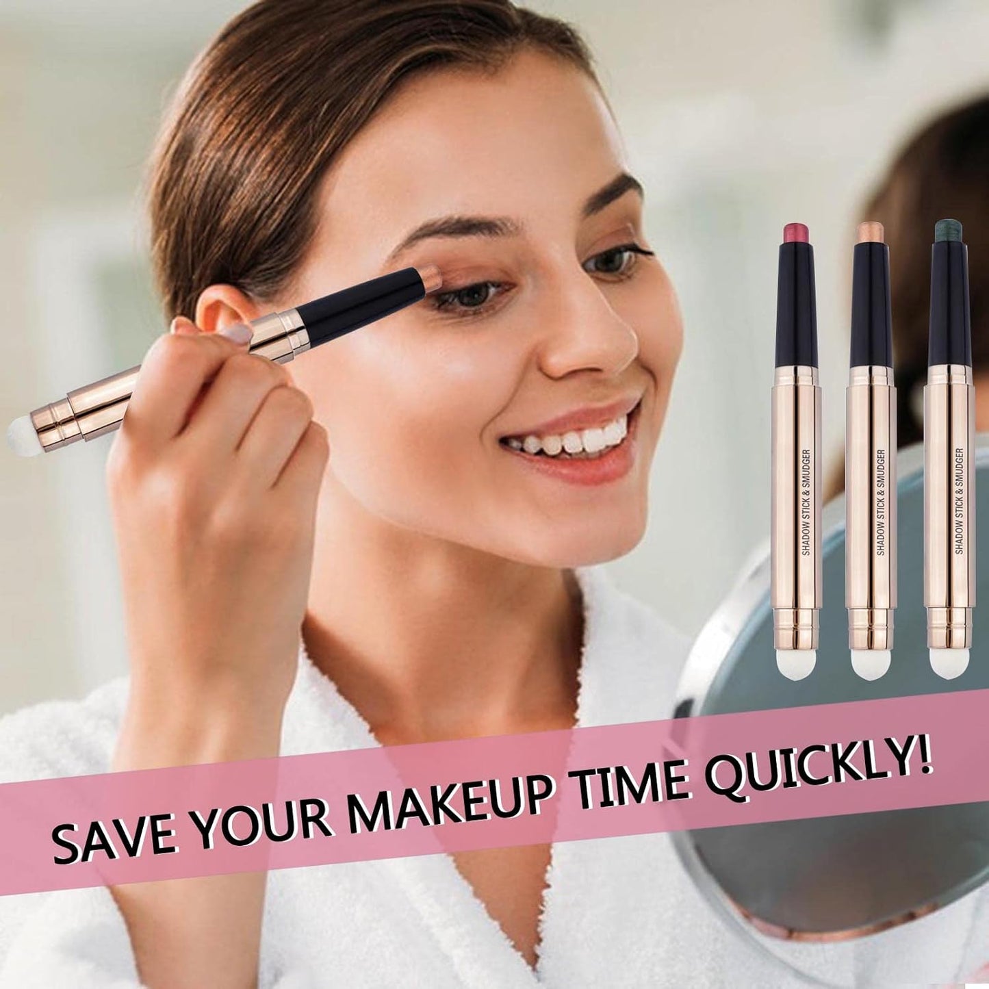 2 in 1 Orange Copper Eyeshadow Pencil, Cream Smooth Shimmer Eyeshadow Stick Crayon, Hypoallergenic Multi-Dimensional Waterproof Long Lasting Eye Shadow Highlighter Stick Eye Liner(Copper Shimmer #05)-FemmiqueWomen