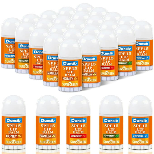 25 Pcs Mini Sunscreen Lip Balms Bulk SPF 15 Lip Balm Sticks Lip Balm Favors with Sunscreen Employee Staff Appreciation Gifts Bulk Team Coworkers Christmas Gifts for Outdoor Travel Beach-FemmiqueWomen