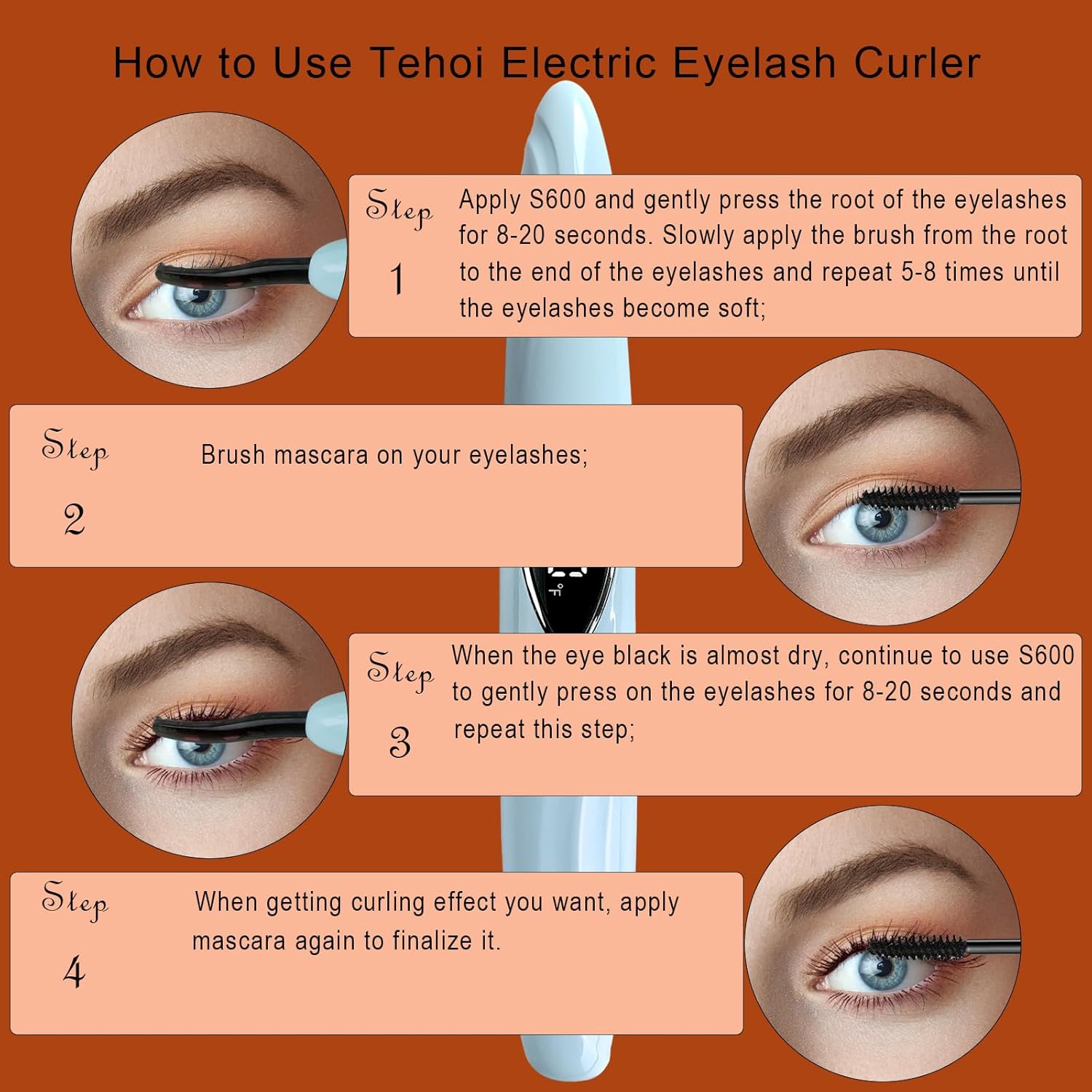 S600 Heated Eyelash Curler - Lash Curler Heated with Accurate Temperature Control, Intelligent Auto Power Off for Natural Makeup & Long-Lasting Curls | Heated Lash Curler (Blue+Silver)-FemmiqueWomen