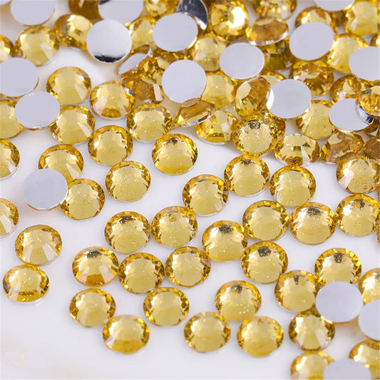 3000 Pieces SS12 3mm Flatback Rhinestones Clear Glass Round Gems Crystals for Nail Art DIY Crafts Clothes Shoes Bags （Crystal Yellow）-FemmiqueWomen