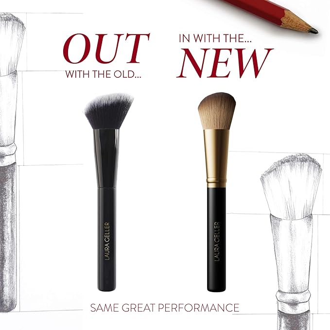 LAURA GELLER NEW YORK Angled Blush Brush with Black Wooden Handle & Dense Bristles for Makeup Application-FemmiqueWomen