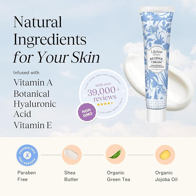 LilyAna Naturals Anti Aging Retinol Face Cream for Women – Wrinkle & Neck Cream for Firming, Retinol Moisturizer for Face with Hyaluronic Acid, Hydrating Night Cream for Fine Lines, Collagen Boost-FemmiqueWomen