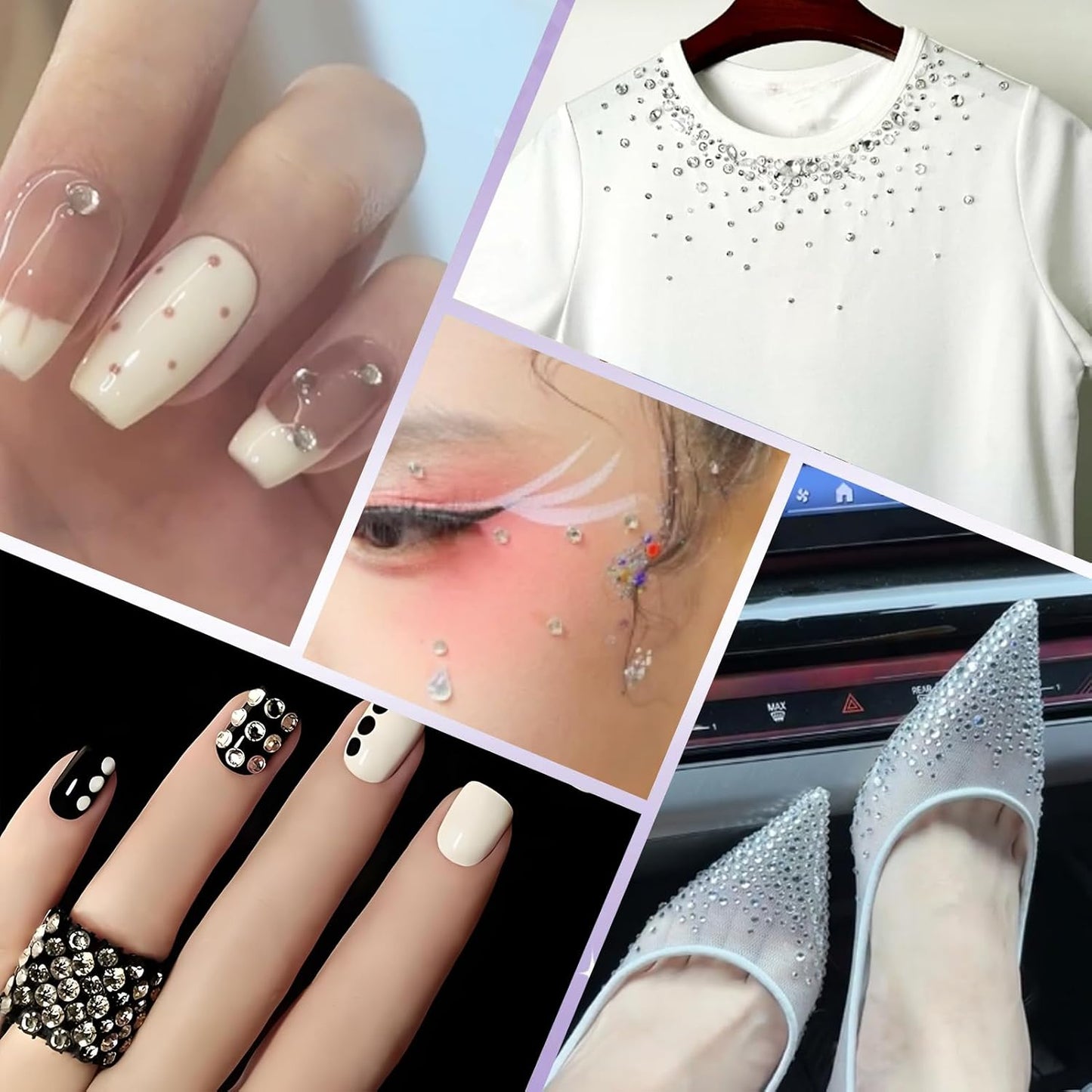 3000PCS SS8 Flatback Rhinestones | 12-Facet Diamond-Cut Glass Gems for Nail Art, Clothing, DIY Crafts |Glue-On Decoration Stones with Silver Backing(Crystal)-FemmiqueWomen