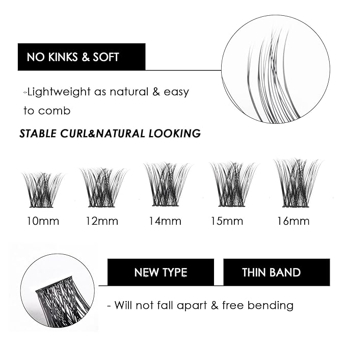 Lash Clusters 144 Pcs Individual Lashes Clusters Eyelash Extensions False Eyelashes DIY Lash Extension Reusable False Eyelashes Natural Look Mix 10-16mm C D Curl-DM01-FemmiqueWomen