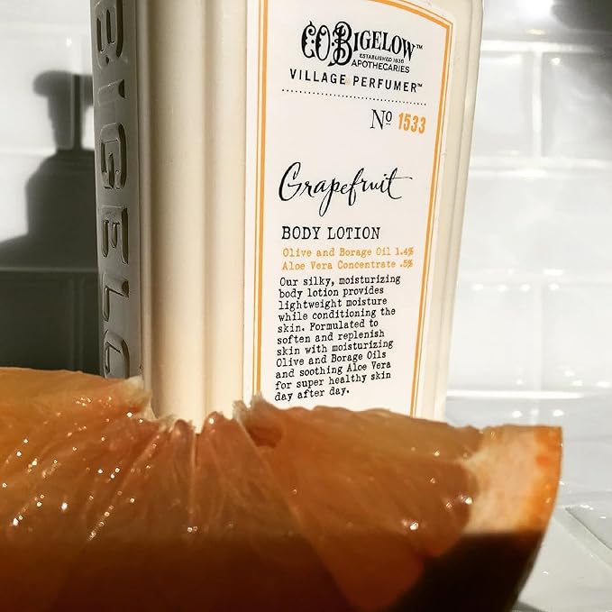 C.O. Bigelow Grapefruit Body Lotion, Village Perfumer Moisturizing Body Lotion with Aloe Vera, Borage Oil & Olive Oil, 10 Fl Oz-FemmiqueWomen