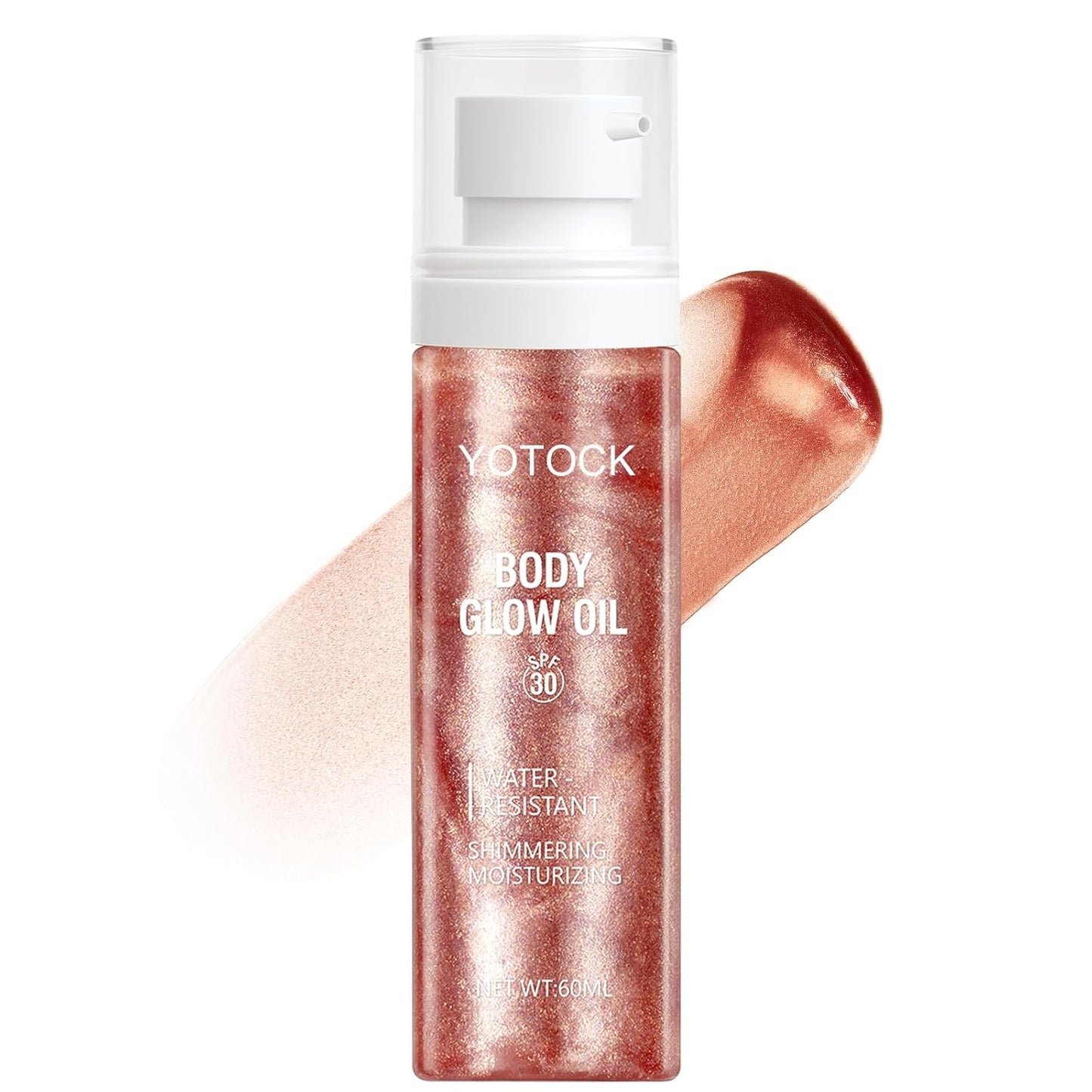 Body Glow Oil, SPF30 Moisturizing Body Oil Shimmer Rose Gold Mica Sunscreen,Coconut Glitter Body Oils for Women Nourishes Dry Skin, Lightweight, Moisturizer and Water Resistant 3.38 fl oz-FemmiqueWomen