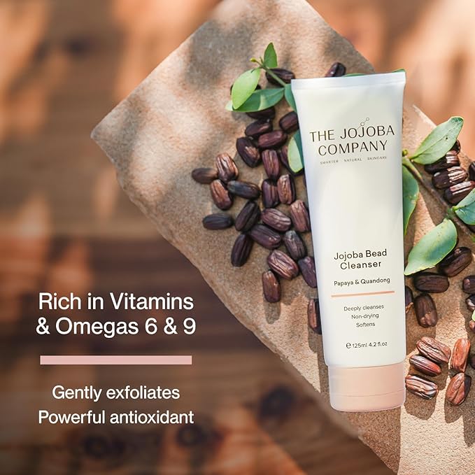 The Jojoba Company Bead Cleanser With Papaya & Quandong - Exfoliating & Hydrating Cream Face Wash - Gentle for Sensitive Skin - Pore Cleansing - For All Skin Types - 125ml-FemmiqueWomen