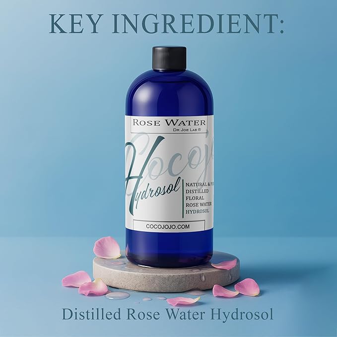 Rose Hydrosol Water Spray Toner 32 oz for Face Hydrating Mist Hydration Pure & Natural Rosewater Hydrosol All Skin Types Face Skin Pores Body Locs Cleansing Bulk Refill COCOJOJO - Packaging May Vary-FemmiqueWomen