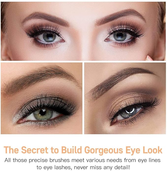 MSQ Eyeshadow Brushes 12pcs Eye Make Up Brush Set with Bag (PU Leather Pouch) Soft Synthetic Hairs for Eyeshadow, Eyebrow, Eyeliner, Blending, Best Gifts - Rose Gold-FemmiqueWomen