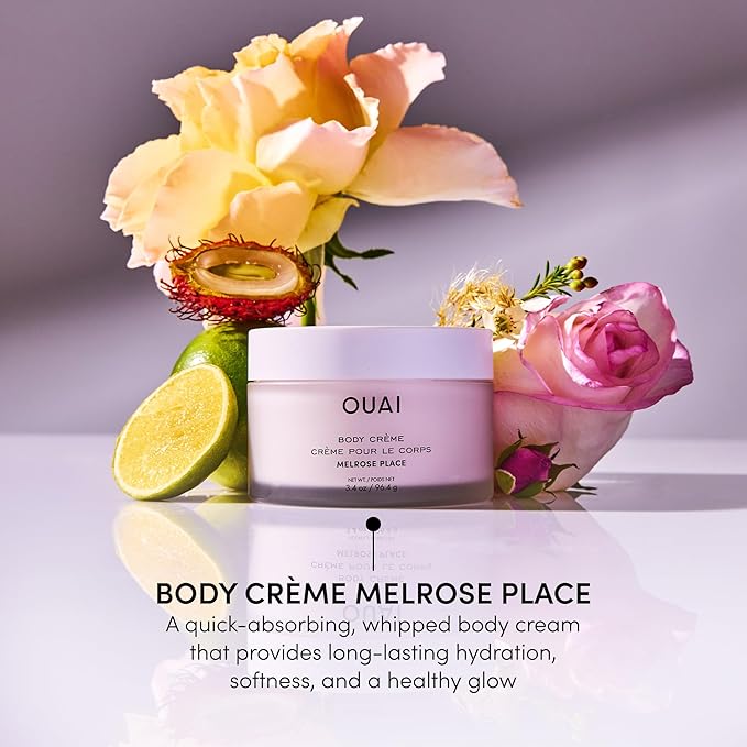 OUAI Body Cream Travel Size, Melrose Place - Hydrating Whipped Body Cream with Cupuaçu Butter, Coconut Oil & Squalane - Softens Skin and Delivers Healthy-Looking Glow - Sulfate Free Skin Care (3.4 Oz)-FemmiqueWomen