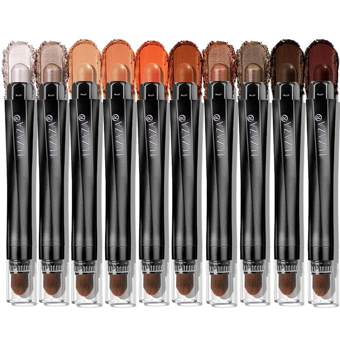 10PCS Eyeshadow Stick,Shimmer And Matte Brown Metallic Cream Eyeshadow Pencil Crayon with Smudge-proof & Waterproof,Eye Brightener Stick-FemmiqueWomen