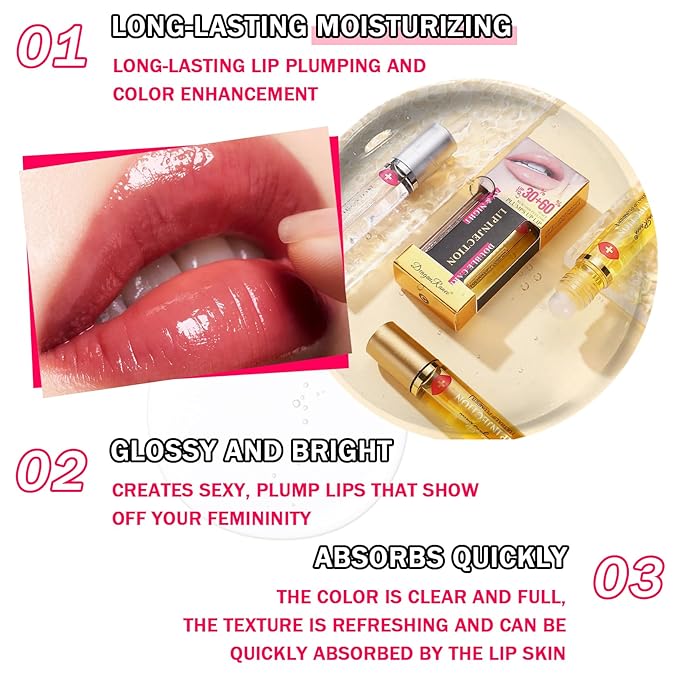 2PCS Plumping Lip Oil Set,Hydrating Lip Plumper Oil,No-Sticky Fuller Lip Oil Reduces Fine Lines,Hydrating Lip Plumping Lip Gloss for Moisturizing Dry Lips-FemmiqueWomen