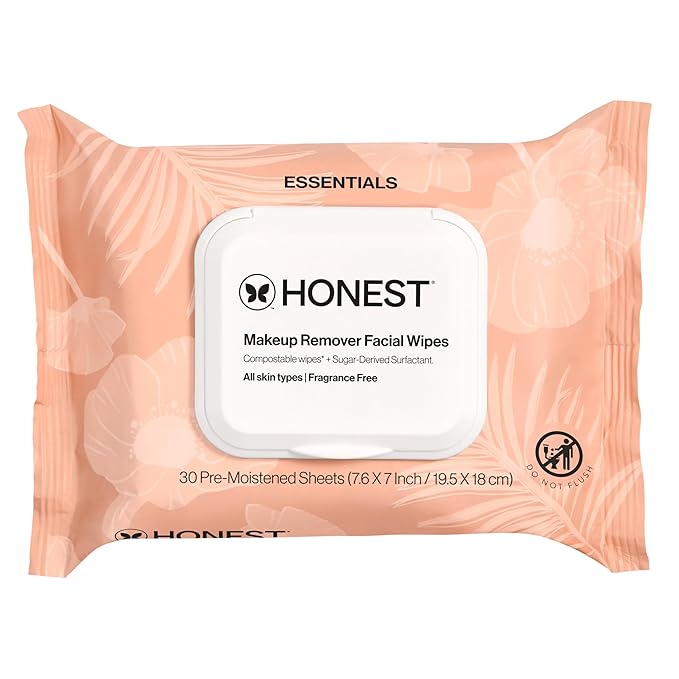 Honest Beauty Fragrance Free Cleansing Makeup Remover Facial Wipes | Plant Based, Hypoallergenic, Gentle for Sensitive Skin | 30 Count-FemmiqueWomen