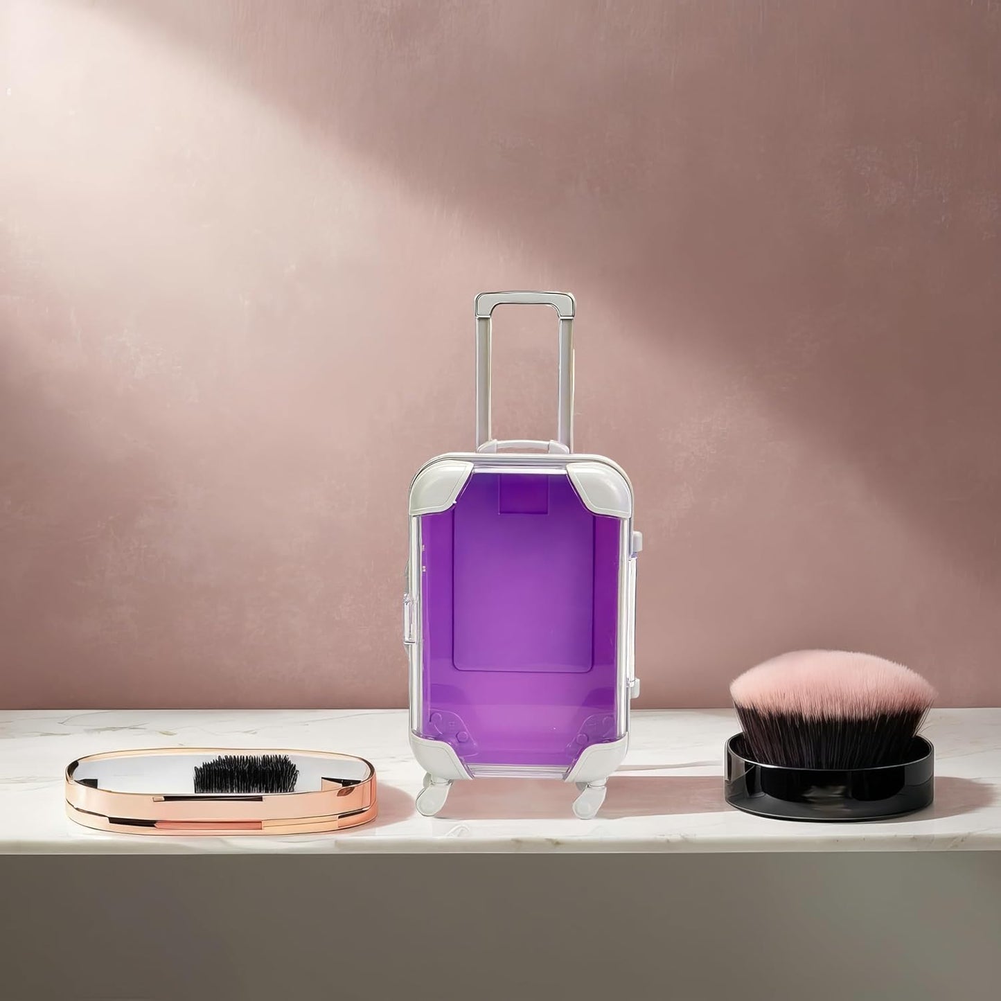 False Eyelash Storage Box, Portable Travel Organizer Mini Luggage False Eyelash Tray Makeup Tool (PURPLE)-FemmiqueWomen