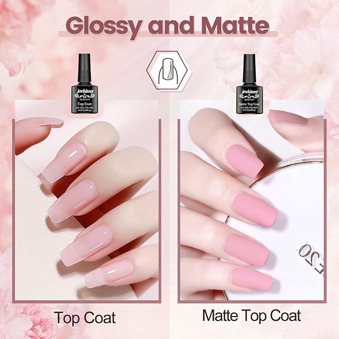 JEWHITENY 14 Colors Poly Extension Gel Nail Kit With U V Lamp Nude Pink White Brown All In One Poly Gel Starter Kit With Base Top Coat Manicure Salon Frence Nail Art DIY-FemmiqueWomen