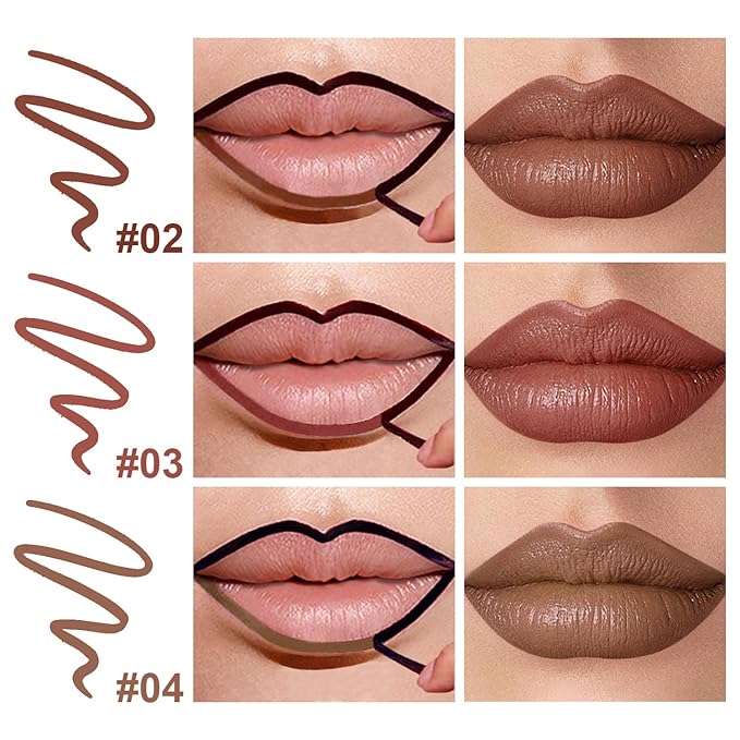 3 Colors Peel Off Lip Liner Stain with Tweezer, Long Lasting Waterproof Lip Tint Stains Makeup Set with Matte Finish for Women, Natural Look, Easy to Use, for All Skin Types (#234, M)-FemmiqueWomen