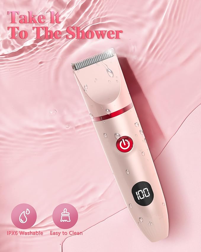 3-in-1 Bikini Trimmer for Women, Electric Razors Shaver for Public Hair - Rechargeable Body Hair Trimmer, Portable Detachable Removal Kit, lPX7 Waterproof Lightweight with LED Display, Gift for Women-FemmiqueWomen