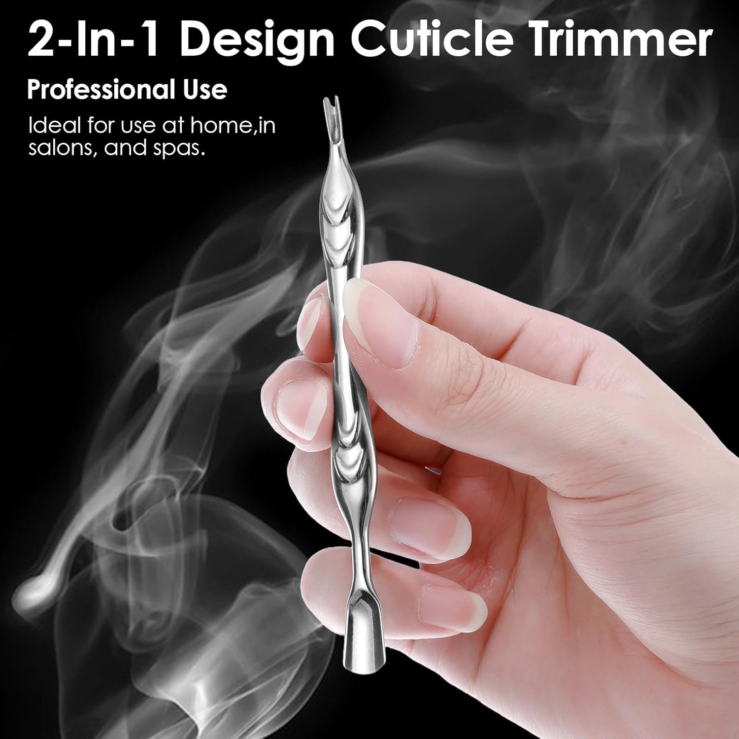 2 Pcs Cuticle Pushers with Fork, 2-in-1 Cuticle Trimmer Professional Nail Scraper Cuticle Remover Stainless Steel Nail Care Tool Dead Skin Cutter for Manicures, Pedicures-FemmiqueWomen