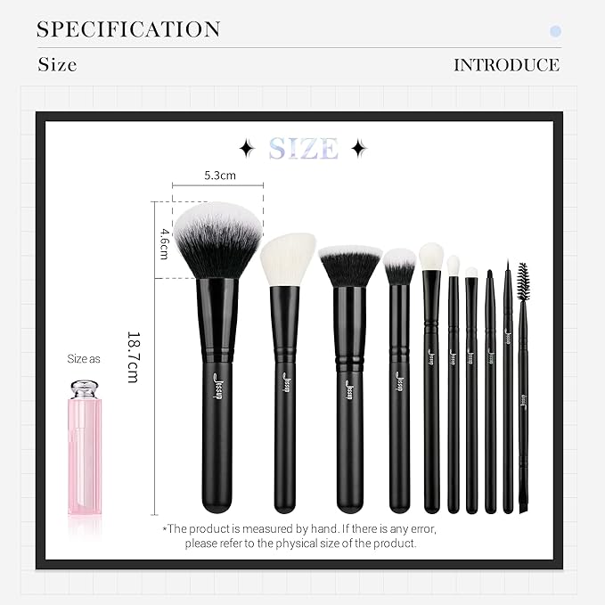 Jessup Makeup Brush Set 10pcs Black Make up Brushes Set Professional with Natural Synthetic Hair for Foundation Blending Blush Concealer Eyeshadow Eyebrow Eyeliner, T323-FemmiqueWomen
