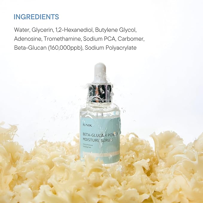 IUNIK Beta-Glucan Power Deep Moisture Vegan Serum Intense Hydration Mushroom Yeast Extracts Naturally-derived - Dry Mature Sagging Sensitive Skin Cell Regenerating Lifting Korean Skincare-FemmiqueWomen