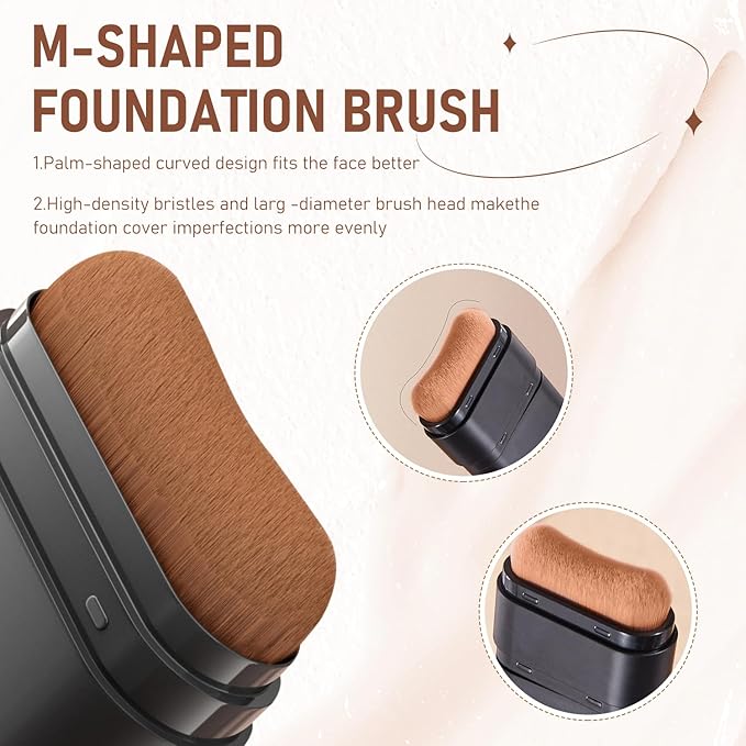 2PCS Long-Lasting Concealer Foundation Stick, Full Coverage Foundation Stick, 2-in-1 Contouring foundation with Brush, Cover Blemishes for All Skin Types (05#Dark Wheat)-FemmiqueWomen