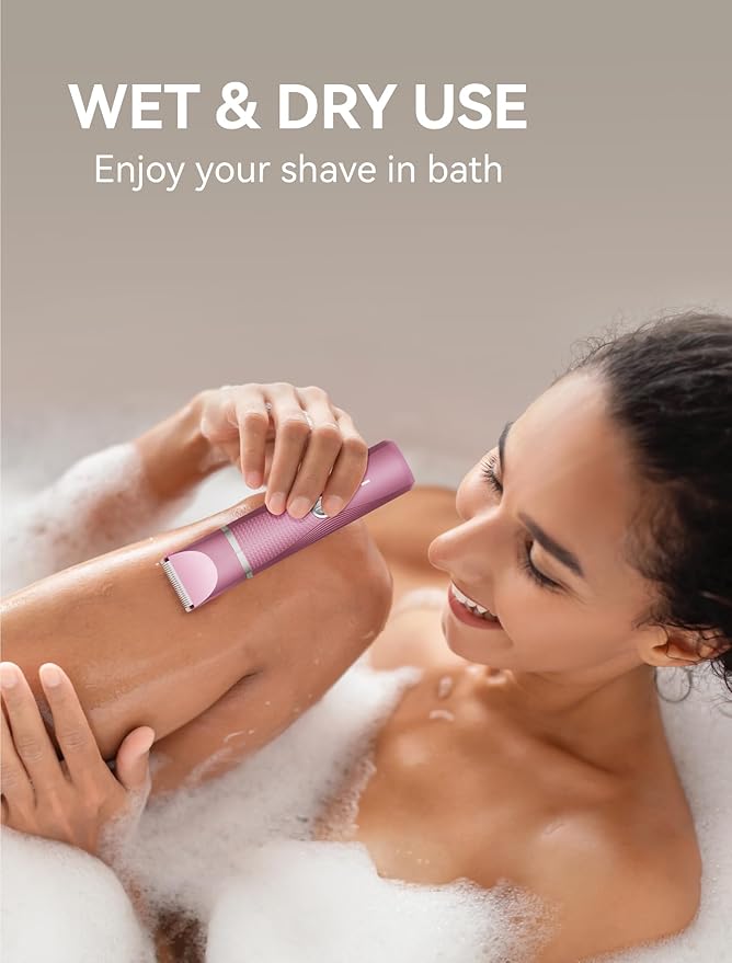 3-in-1 Electric Razor for Women - Waterproof Bikini Trimmer,Rechargeable Electric Shaver for Lady,Pubic Hair Trimmer Women,Personal Trimmer Groomer for Body Hair (Rose Red, RR-1)-FemmiqueWomen