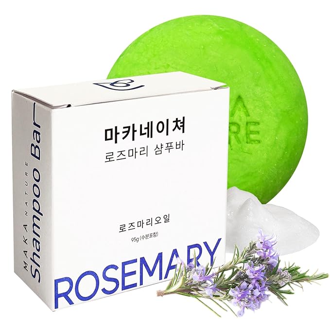 Maka Nature Low-Carbon Shampoo Bar | Korean K-Beauty Haircare with Natural Ingredients for Scalp & Hair Types | Vegan, Eco-Friendly, pH balanced, 3.35oz (Rosemary)-FemmiqueWomen