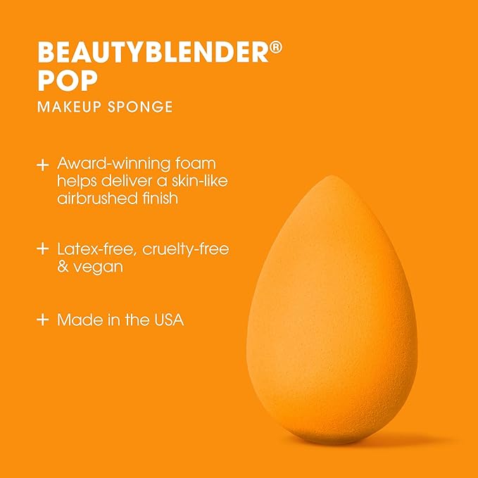 Beautyblender® | Pop Beauty Blender Makeup Sponge, Super-Soft Foam Easily Blends Foundations, Powders & Creams, Made in USA, Reusable, Washable, Streak Free Application, Vegan, Cruelty Free-FemmiqueWomen