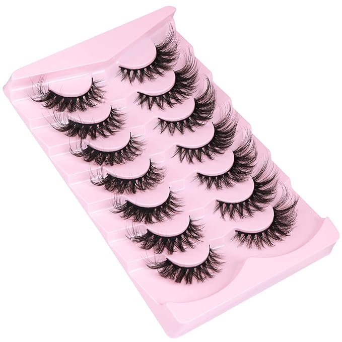 Fox Eye Lashes Faux mink Eyelashes Wispy Cat Eye Long False Eyelahses Dramatic Cross Full Volume Strip Lashes Pack 7 Pairs-FemmiqueWomen