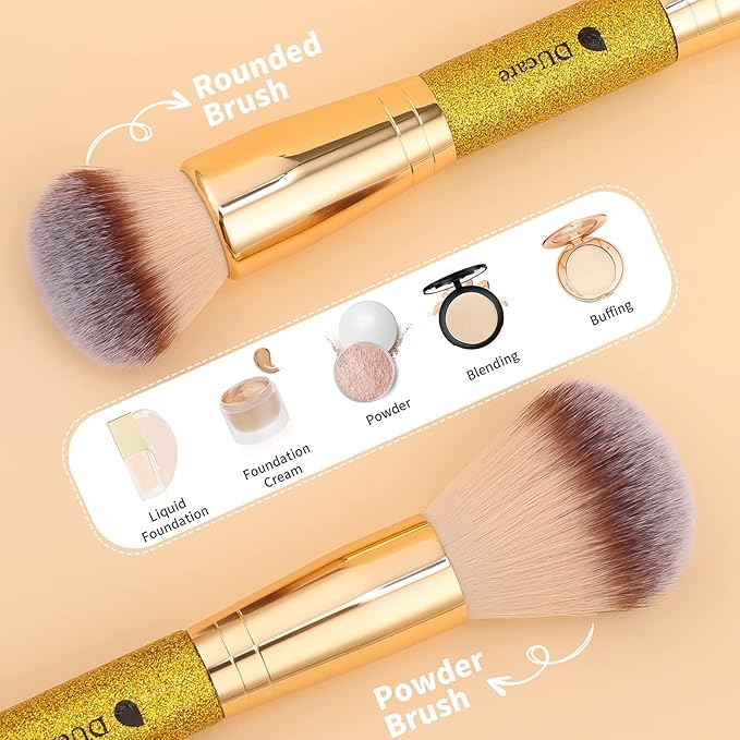 DUcare Foundation Powder Brush Double Ended Blush Makeup Brushes, Duo Bronzer Blush ideal for cream or powder-FemmiqueWomen
