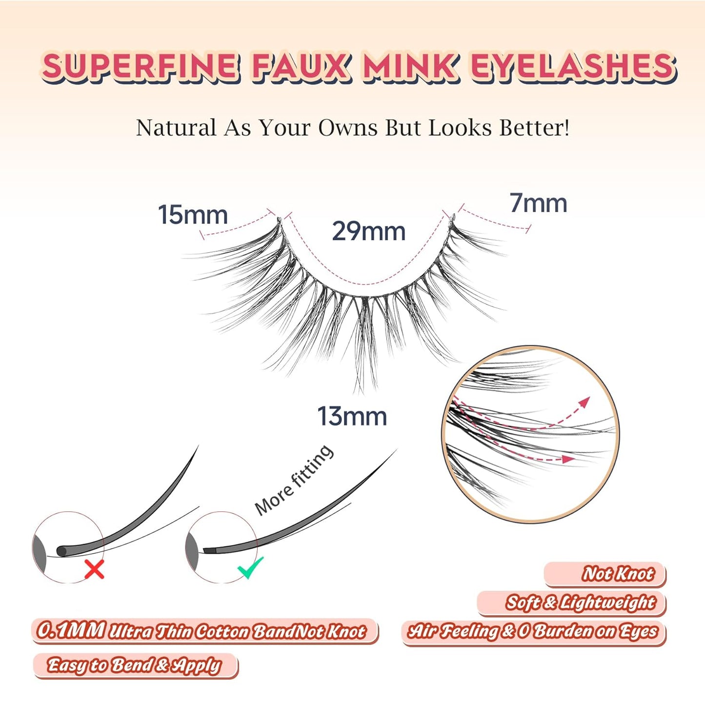 Wispy Eyelashes Cat Eye Lashes Natural Look Fox Eye Eyelashes Thin Band Strip Lashes 15MM False Eyelashes 3D Volume Fake Lashes Pack 7 Pair Siligli-FemmiqueWomen