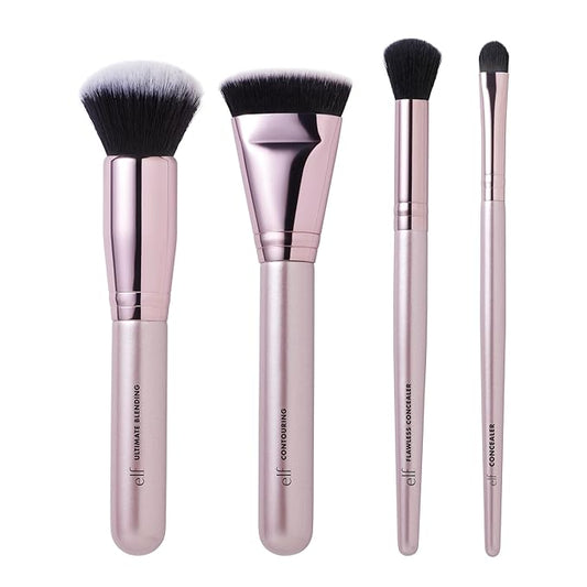 e.l.f. Complexion Perfection Brush Kit, 4-Piece Makeup Brush Set, Brushes For Foundations & Concealers, Vegan & Cruelty-Free-FemmiqueWomen