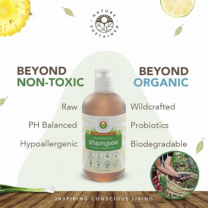 Organic Shampoo - Raw & Wildcrafted with Probiotics, Hypoallergenic Natural & Sulfate Free Shampoo for Sensitive Scalp, Dry Hair, Dandruff, Eczema & Psoriasis, Gallon, Original-FemmiqueWomen