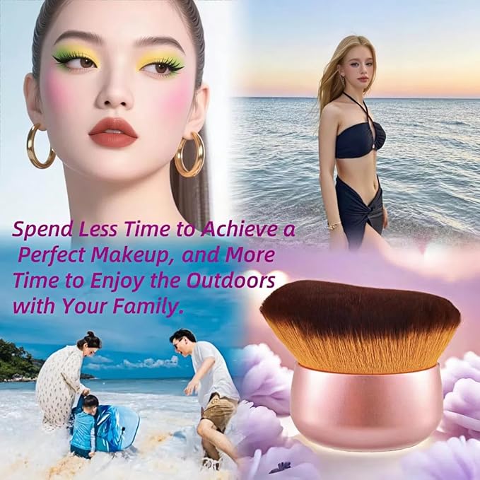Blend & Blur 75mm Body Kabuki Brush - For Self Tanner, Body Bronzer & Foundation | Face/Back Multitool | Wet/Dry Use (Rose Gold)-FemmiqueWomen