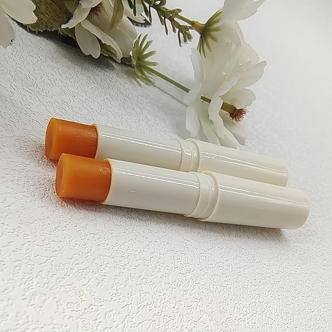 2PCS Natural Plant lip balm Pink Lips Serum Lightening Dark Lips Bleaching Essence Lip Balm Repair Fine Lines Brighten Moisture Exfoliator Lip Care (Orange)-FemmiqueWomen