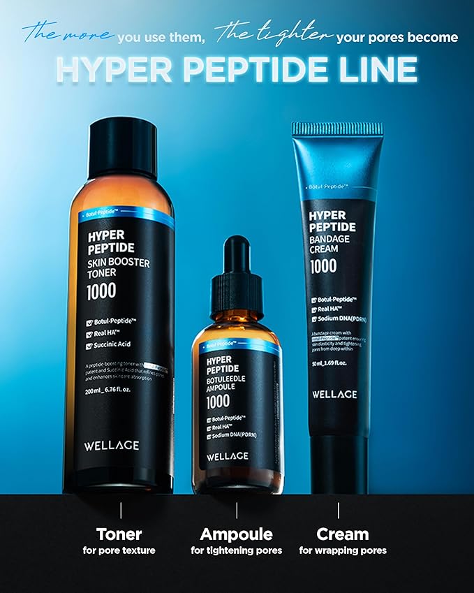 WELLAGE Hyper Peptide Skin Booster Face Toner - Korean Beauty Facial Astringent, Infused Peptide PHA, Anti-Aging, Wrinkle & Elasticity Improvement - for Uneven Texture, Reduces Pores, 6.76 fl.oz.-FemmiqueWomen