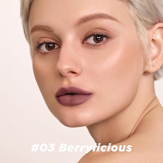 ITY Velvet Matte Finish Lip Stain-Mousse Textured Lip Clay, Nude Shade, Conceals Lip Lines, Rich Pigment Lip Tint Lipsticks, 0.14 oz (4g) in Berrylicious-FemmiqueWomen