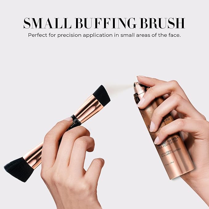 LUMINESS Dual-Sided Angled Buffing Brush - Cruelty-Free Synthetic Bristles Ideal for Foundation & Primer - Soft Fibers Gives Silky Touch on Skin & Creates Flawless Base with Perfect Finish-FemmiqueWomen