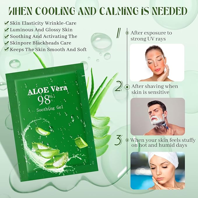 30 Pcs Aloe Vera Gel Bulk Travel Size Soothing Gel 98% Organic Aloe Vera Moisturizer for Skin and Hair Face Moisturizer for Sunburns Relief, Razor Burns, DIY Skincare-FemmiqueWomen