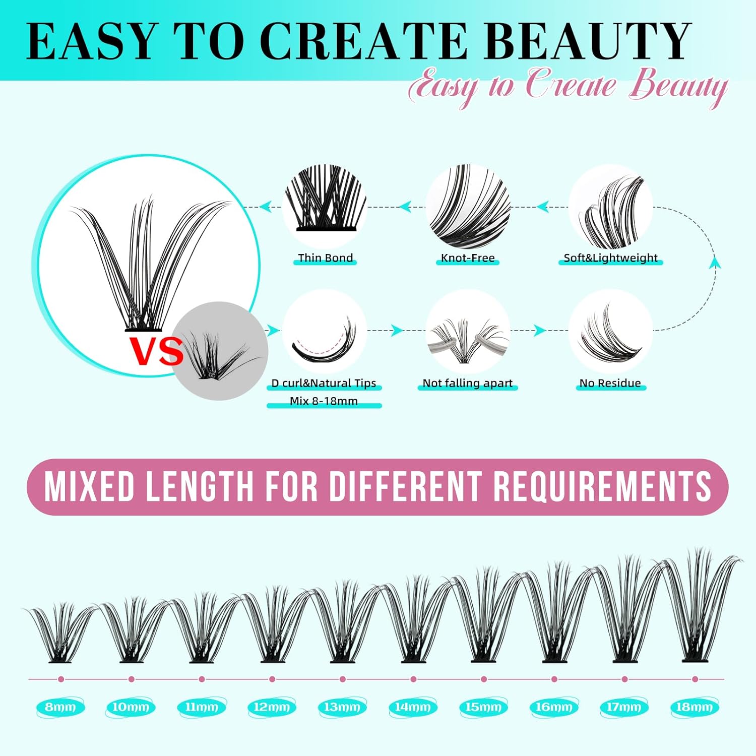 Lash Clusters Kit 200PCS 30D Eyelash Extension Kit D Curl Wispy Eyelash Clusters DIY Natural Individual Lashes Kits Lashes Extensions Kit with Lash Bond and Remover Eyelash Tweezer at Home（White Bond）-FemmiqueWomen
