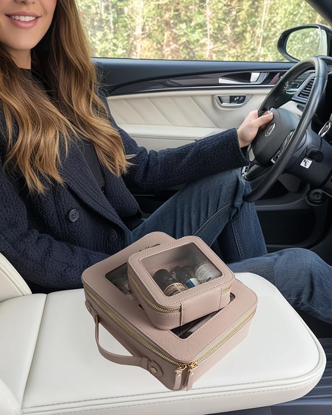 Clear Makeup Bag Small, TSA Approved Portable Toiletry Bag with Zipper Cosmetic Travel Bag Makeup Organizer Case Mini Makeup Pouch for Purse Car Organizer Bag for Women Men-FemmiqueWomen