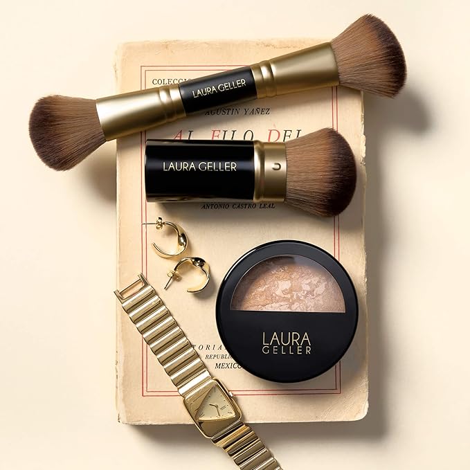 LAURA GELLER NEW YORK Face It All 2pc Makeup Brush Set - Retractable Airbrush Kabuki Brush + Dual-Ended Blush and Bronzer Brush-FemmiqueWomen