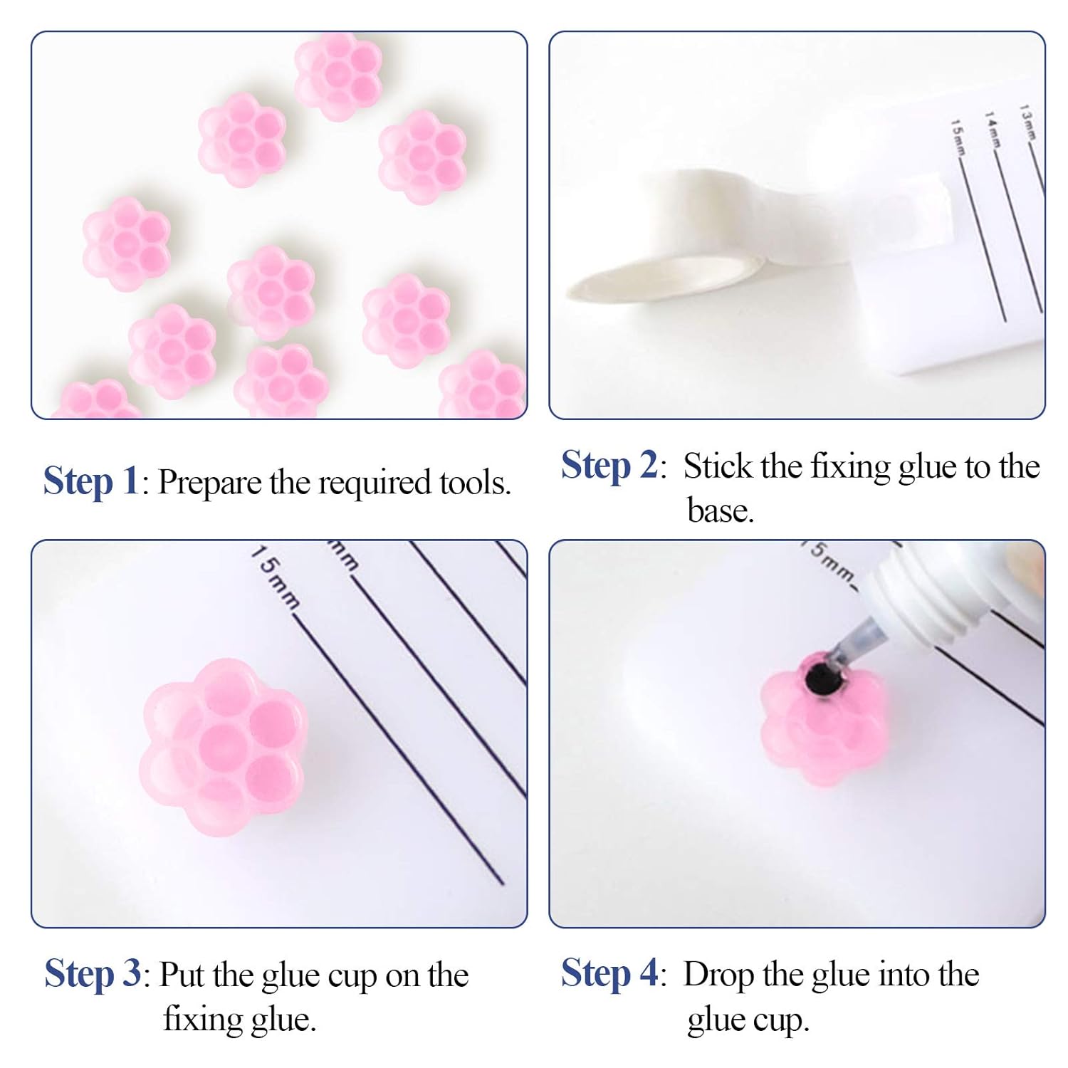 Fenshine 100 PCS Eyelash Extension Glue Holder Flower Shape Cup Plastic Glue Pallet Pad with a Roll for Eyelash Extension Supply-FemmiqueWomen