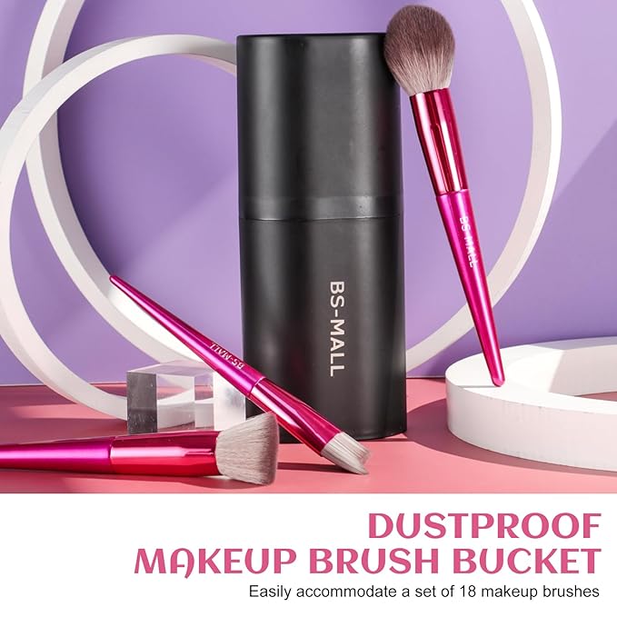 BS-MALL Makeup Brush Set 18 Pcs Premium Synthetic Foundation Powder Concealers Eye shadows Blush Makeup Brushes with black case-FemmiqueWomen