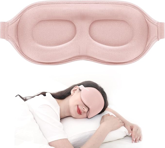 MZOO Luxury Sleep Mask for Back, Side Sleeper, Complete Light Blocking Sleeping Eye Mask Night Blindfold, 3D Zero Pressure & Spacious for Lash Extensions, Breathable Soft Eye Cover Flight Nap Travel-FemmiqueWomen