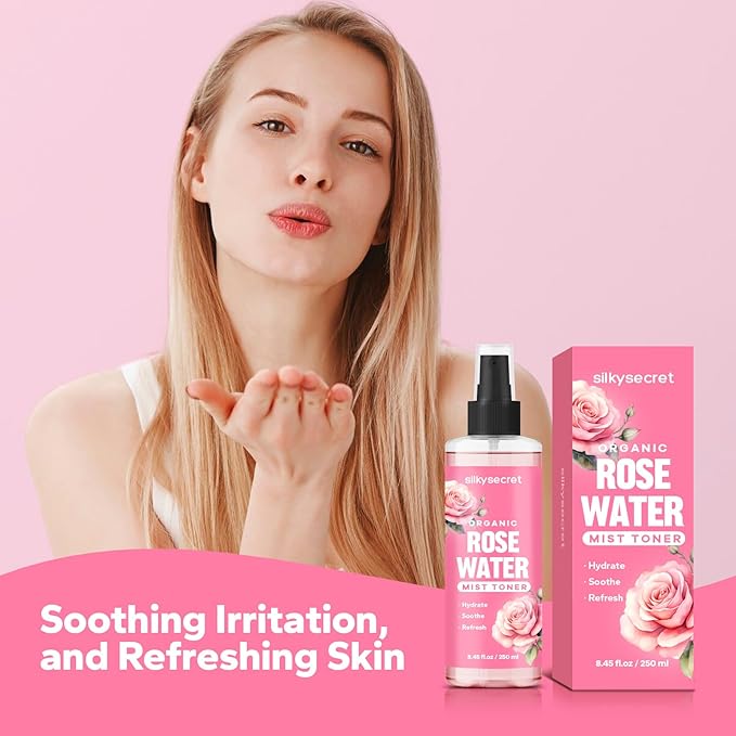 Organic Rose Water Spray (8.45 Fl Oz), Rosewater Spray for Face & Hair, Rose Water for Skin Care-FemmiqueWomen