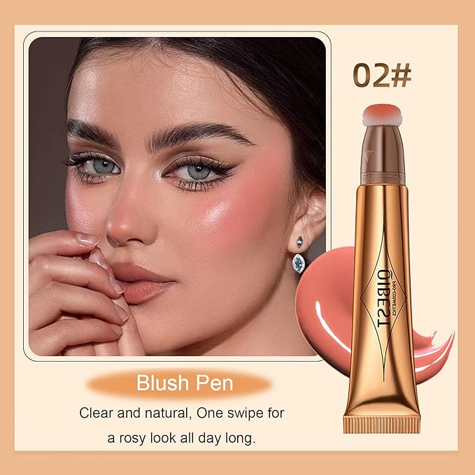 3 Pcs Beauty Wand For Liquid Contour Highlighter and Blush Rouge with Cushion Applicator Attached Easy to Blend, Lightweight Blendable Super Silky Cream Face Illuminator Makeup Stick-FemmiqueWomen